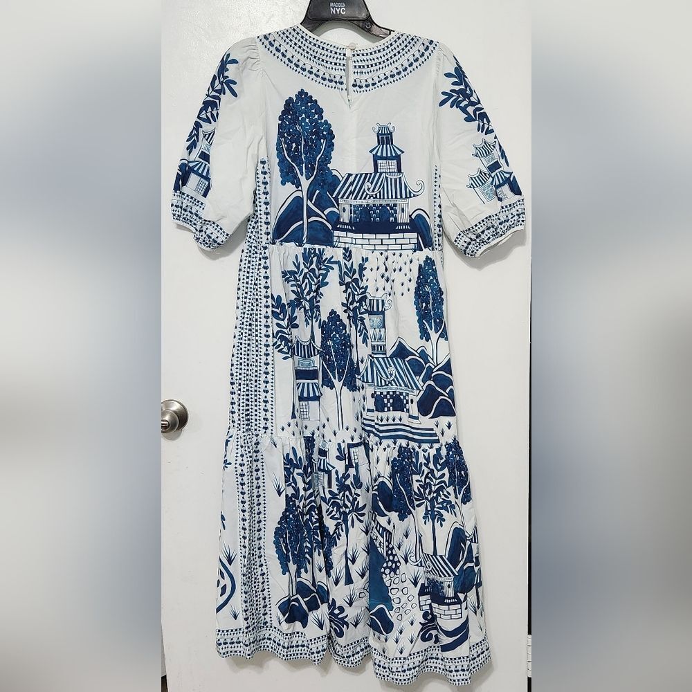 farm Rio Ancient Garden Cotton Midi Dress Size M - Picture 11 of 14